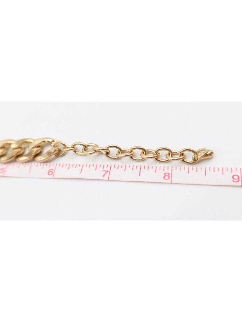 Gold Tone Crystal Anchor Curb Link Chunky Chain Bracelet 6"-8.5" Nautical Preppy - Picture 7 of 7